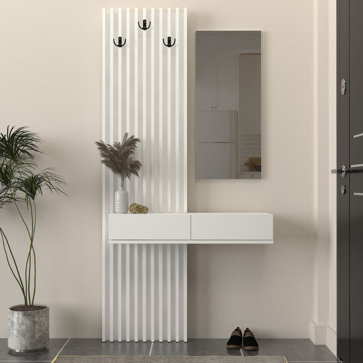 Έπιπλο εισόδου Elois χρώμα λευκό 96,6x26,8x195,5εκ.