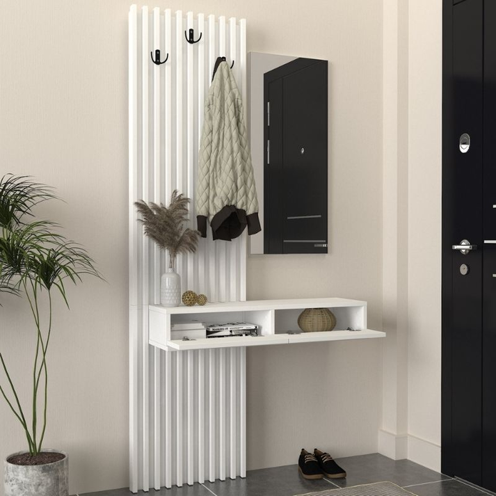 Έπιπλο εισόδου Elois χρώμα λευκό 96,6x26,8x195,5εκ.