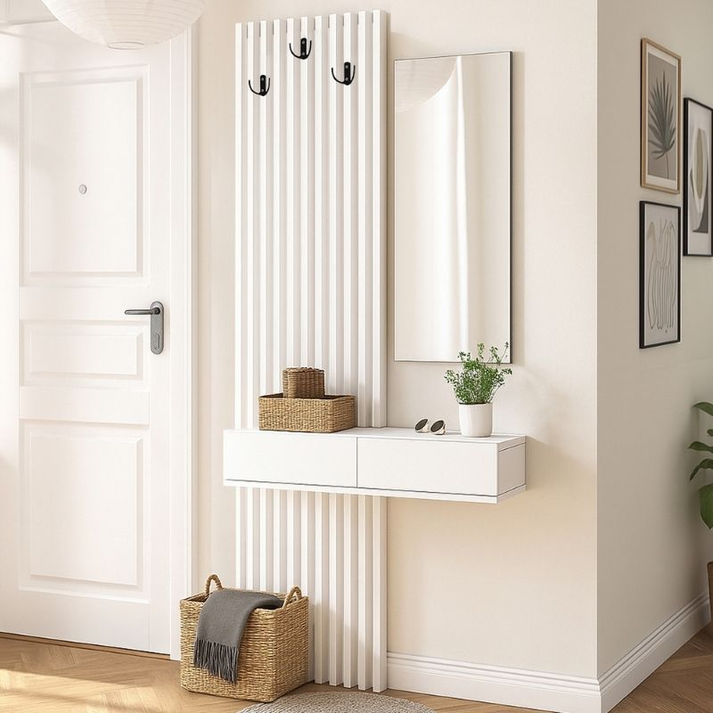 Έπιπλο εισόδου Elois χρώμα λευκό 96,6x26,8x195,5εκ.