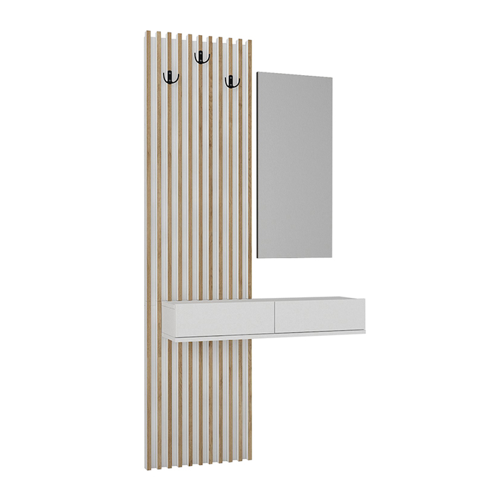 Έπιπλο εισόδου Elois χρώμα λευκό - sepet oak 96,6x26,8x195,5εκ.