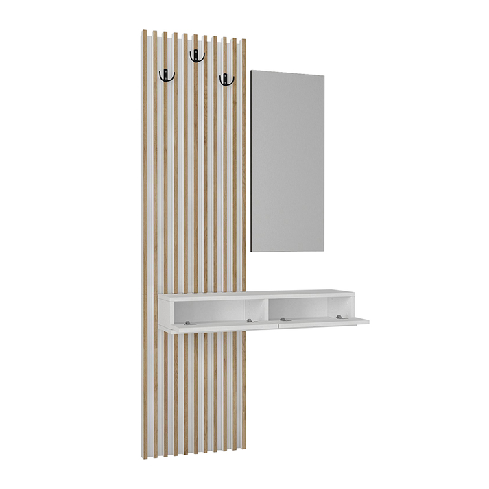 Έπιπλο εισόδου Elois χρώμα λευκό - sepet oak 96,6x26,8x195,5εκ.