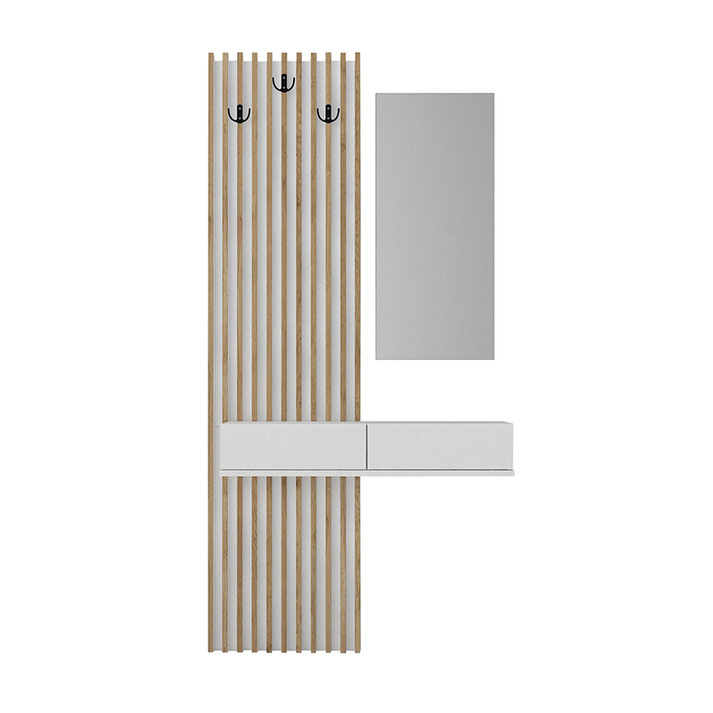 Έπιπλο εισόδου Elois χρώμα λευκό - sepet oak 96,6x26,8x195,5εκ.
