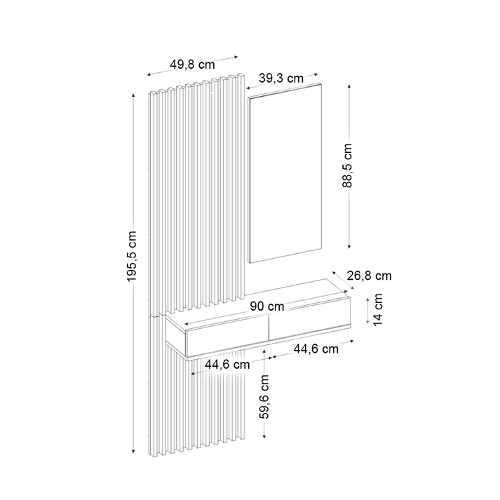 Έπιπλο εισόδου Elois χρώμα λευκό - sepet oak 96,6x26,8x195,5εκ.