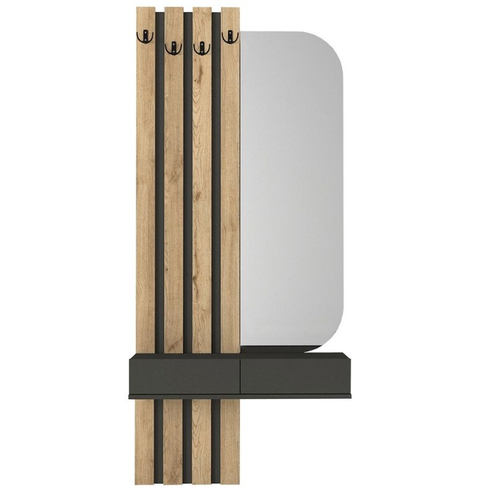 Έπιπλο εισόδου Reyas χρώμα ανθρακί - sepet oak 90x27x205,6εκ.