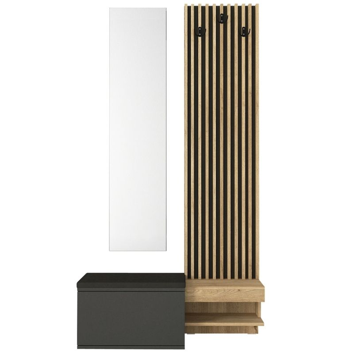 Έπιπλο εισόδου Dumont χρώμα ανθρακί - sepet oak 104,8x35x198εκ.