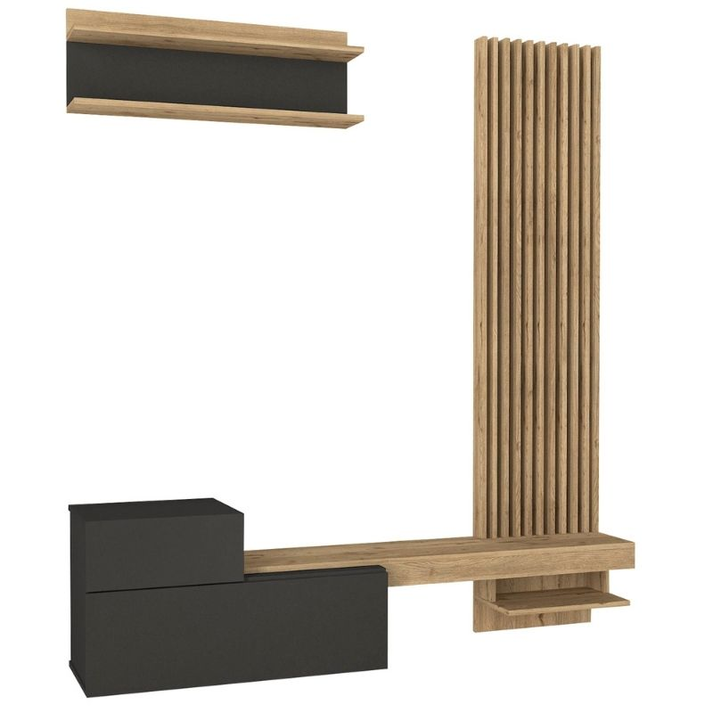 Σύνθεση τηλεόρασης Dumont χρώμα ανθρακί - sepet oak 180x36,8x200εκ.