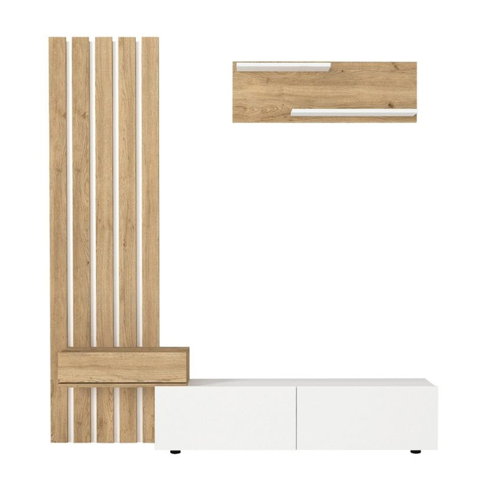 Σύνθεση τηλεόρασης Rosaline χρώμα λευκό - sepet oak 183x31,3x196,9εκ.