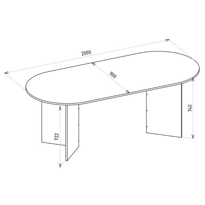 Τραπέζι Cortado χρώμα sencron black 200x90x74εκ.