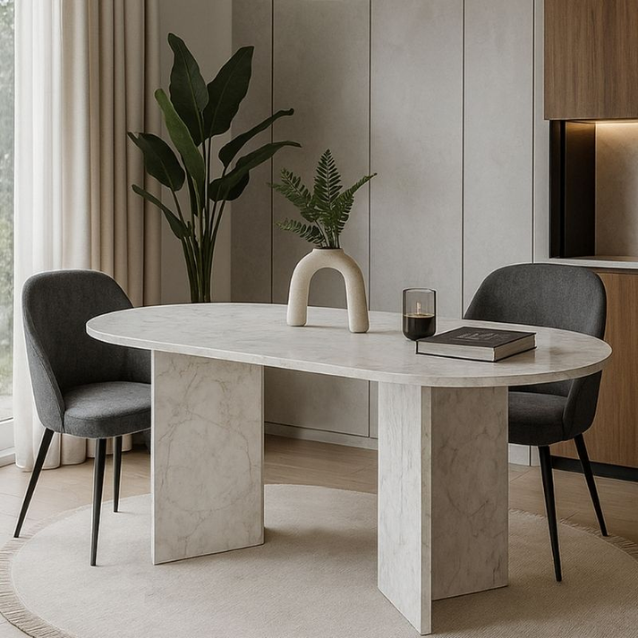 Τραπέζι Cortado χρώμα λευκό εφέ μαρμάρου 138x80x75εκ.