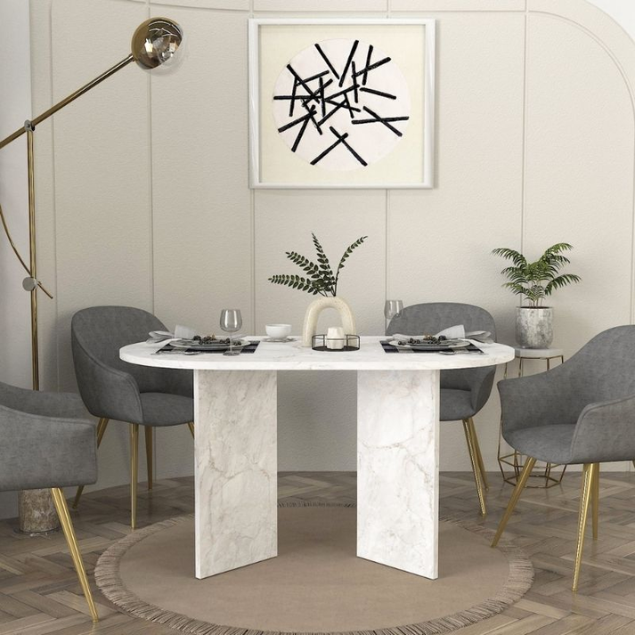 Τραπέζι Cortado χρώμα λευκό εφέ μαρμάρου 138x80x75εκ.