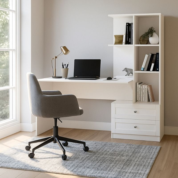 Γραφείο εργασίας Mantra χρώμα λευκό 150x60x152εκ.