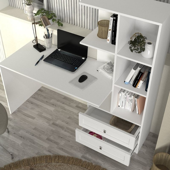 Γραφείο εργασίας Mantra χρώμα λευκό 150x60x152εκ.