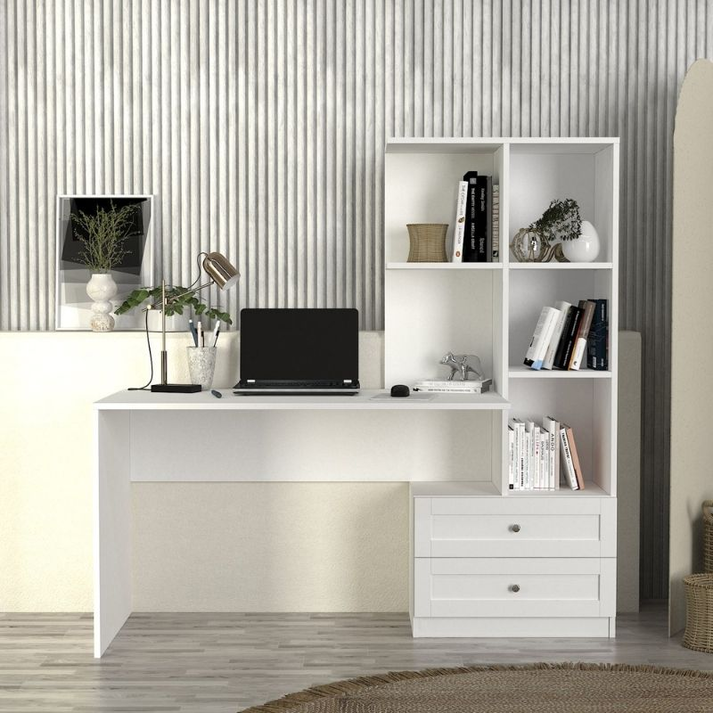 Γραφείο εργασίας Mantra χρώμα λευκό 150x60x152εκ.