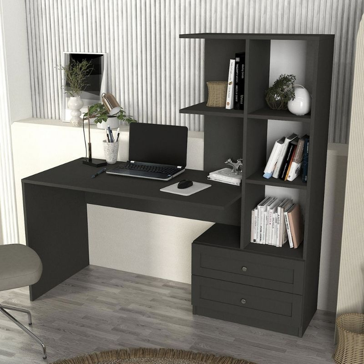 Γραφείο εργασίας Mantra χρώμα ανθρακί 150x60x152εκ.