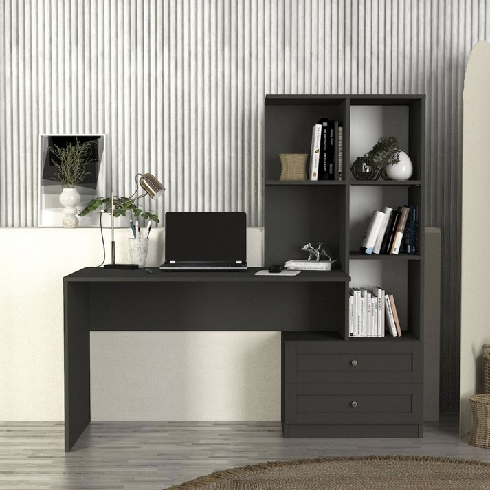 Γραφείο εργασίας Mantra χρώμα ανθρακί 150x60x152εκ.