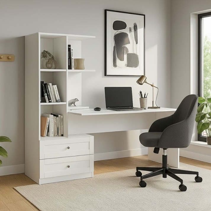 Γραφείο εργασίας Mantra χρώμα λευκό 150x60x152εκ.