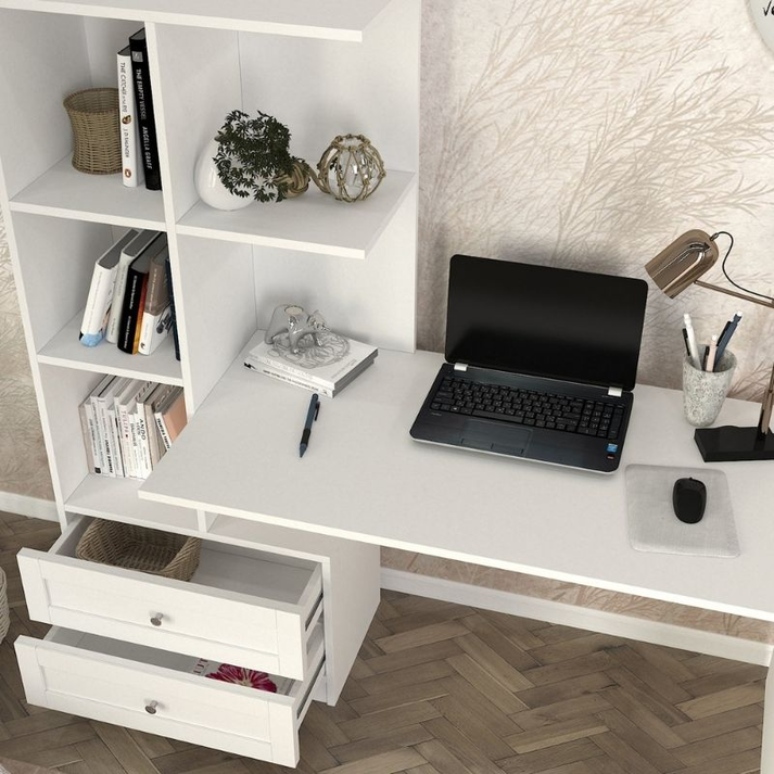 Γραφείο εργασίας Mantra χρώμα λευκό 150x60x152εκ.