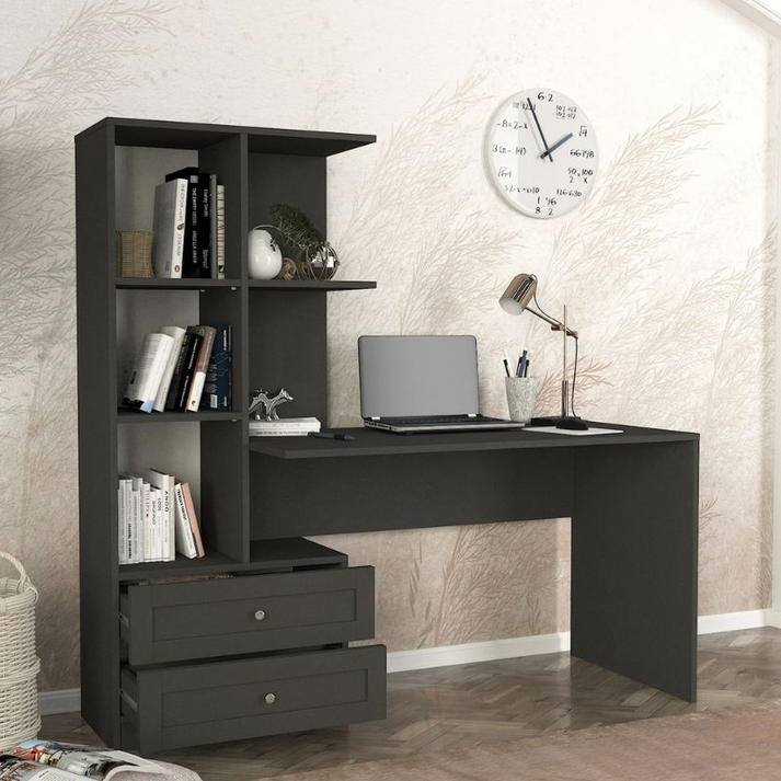 Γραφείο εργασίας Mantra χρώμα ανθρακί 150x60x152εκ.