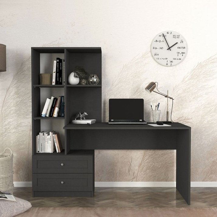 Γραφείο εργασίας Mantra χρώμα ανθρακί 150x60x152εκ.