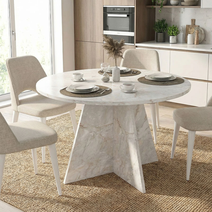 Τραπέζι Tailor χρώμα λευκό εφέ μαρμάρου Ø120x75,7εκ.