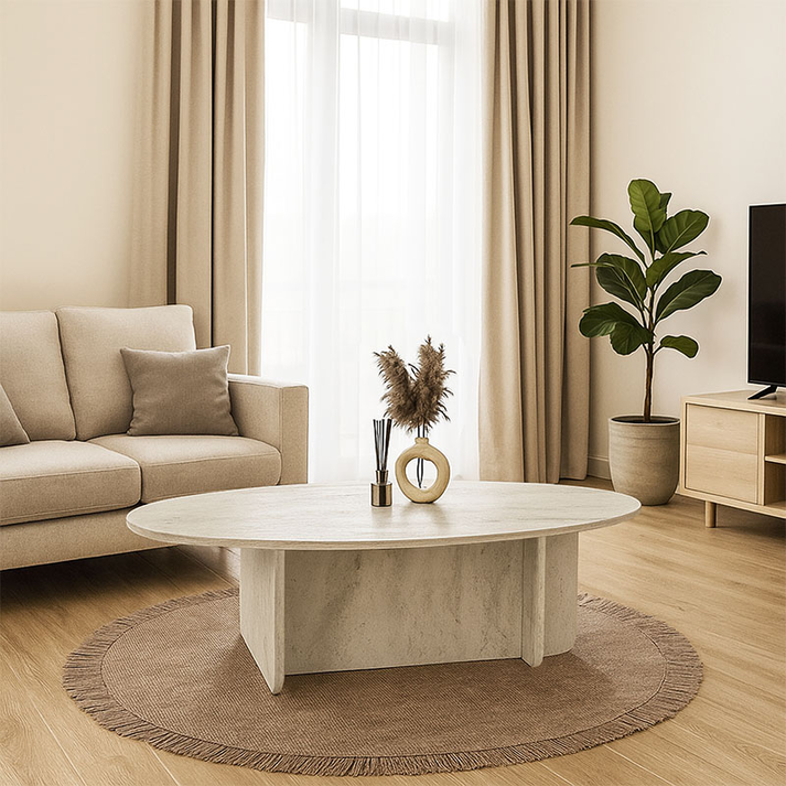 Τραπεζάκι σαλονιού Ravey χρώμα travertine 120x60x39,6εκ.