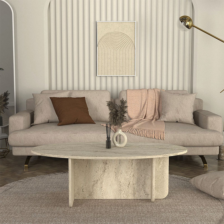 Τραπεζάκι σαλονιού Ravey χρώμα travertine 120x60x39,6εκ.