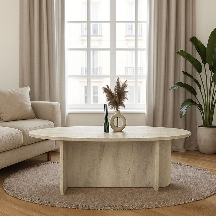 Τραπεζάκι σαλονιού Ravey χρώμα travertine 120x60x39,6εκ.