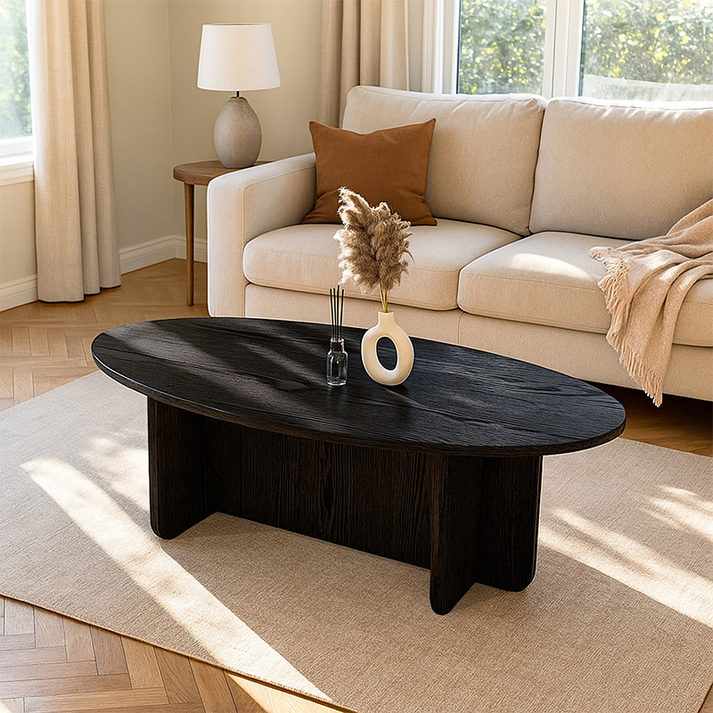 Τραπεζάκι σαλονιού Ravey χρώμα sencron black 120x60x39,6εκ.