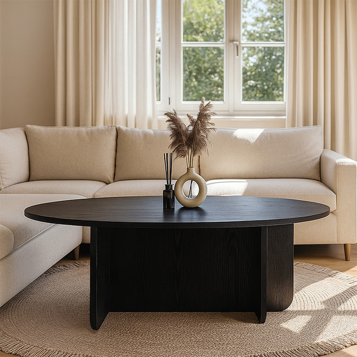 Τραπεζάκι σαλονιού Ravey χρώμα sencron black 120x60x39,6εκ.