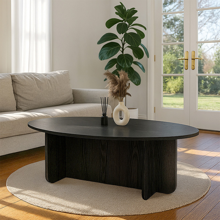 Τραπεζάκι σαλονιού Ravey χρώμα sencron black 120x60x39,6εκ.