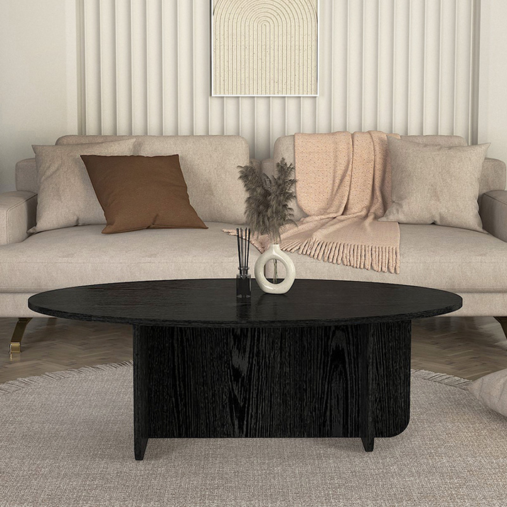 Τραπεζάκι σαλονιού Ravey χρώμα sencron black 120x60x39,6εκ.