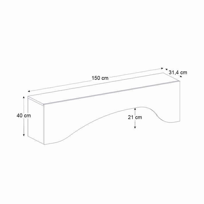 Έπιπλο τηλεόρασης Mara με LED χρώμα travertine 150x31,4x40εκ.