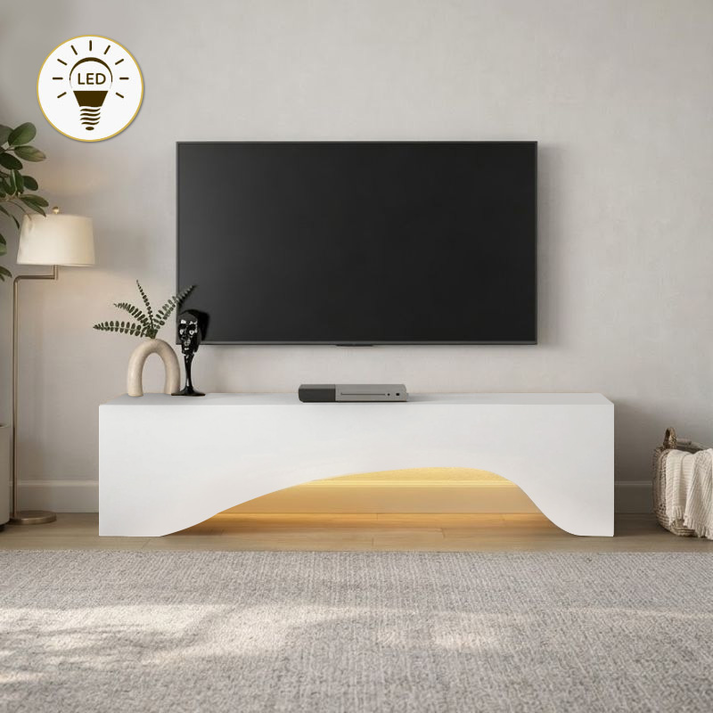 Έπιπλο τηλεόρασης Mara με LED χρώμα λευκό 150x31,4x40εκ.