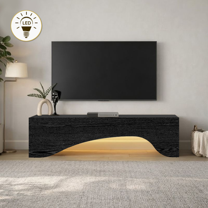 Έπιπλο τηλεόρασης Mara με LED χρώμα sencron black 150x31,4x40εκ.