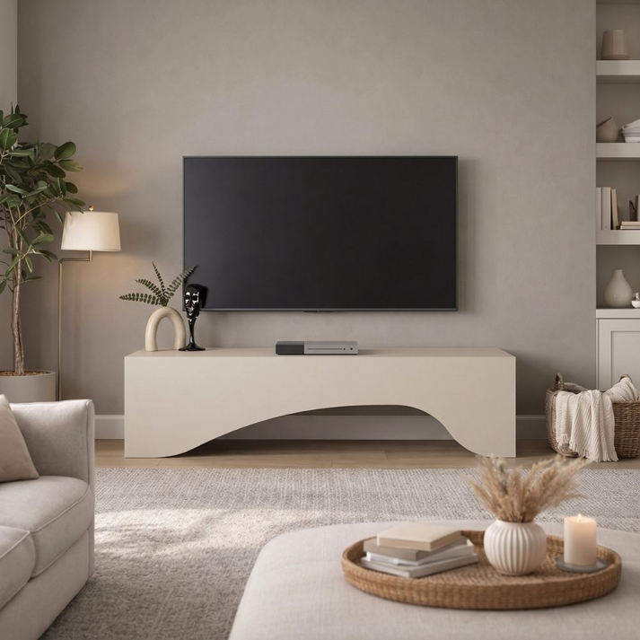 Έπιπλο τηλεόρασης Mara με LED χρώμα sandstone 150x31,4x40εκ.