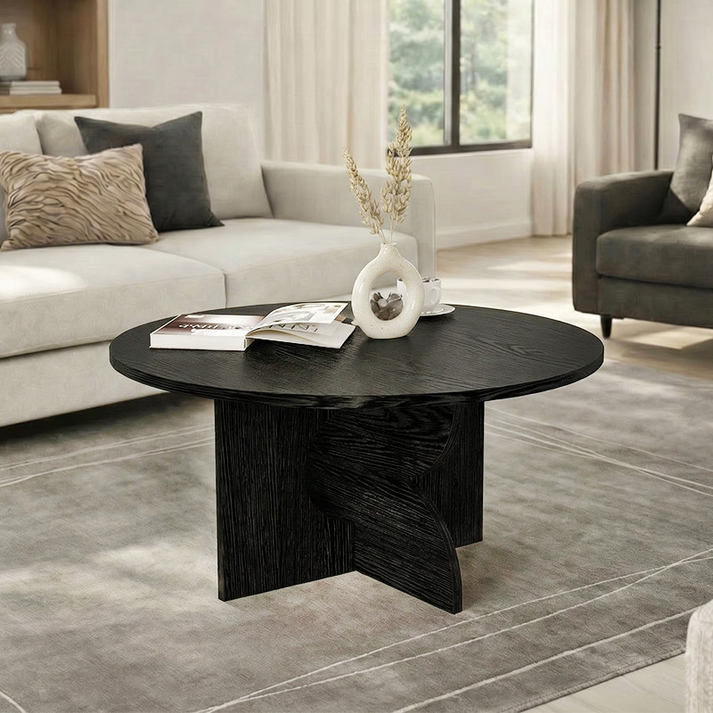 Τραπεζάκι σαλονιού Mara χρώμα sencron black Ø75x36,8εκ.
