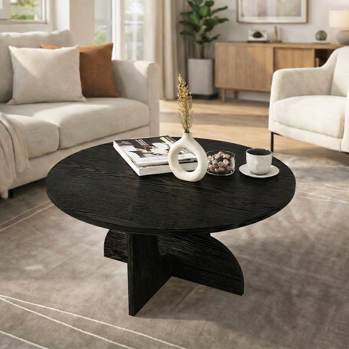 Τραπεζάκι σαλονιού Mara χρώμα sencron black Ø75x36,8εκ.