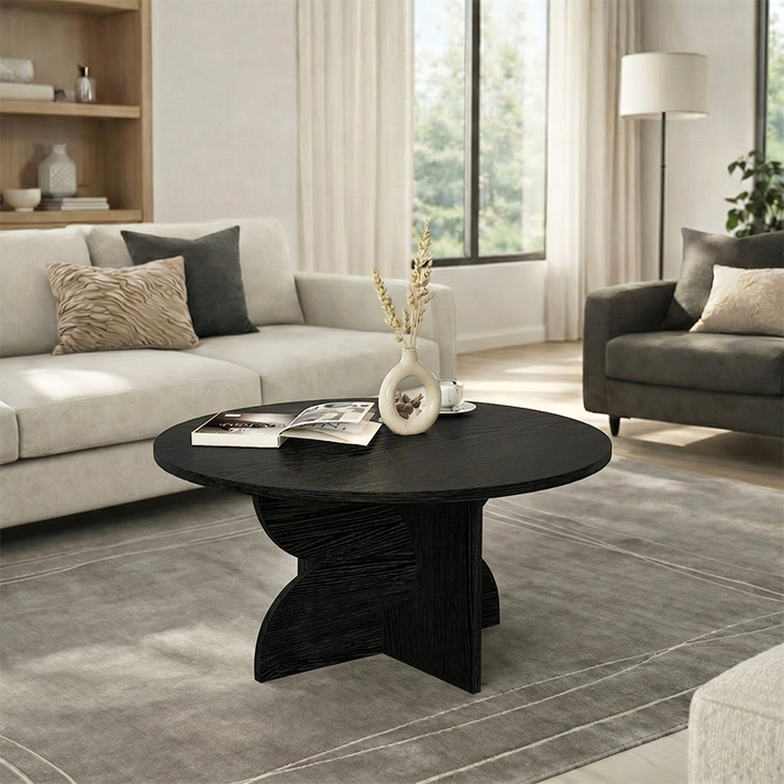 Τραπεζάκι σαλονιού Mara χρώμα sencron black Ø75x36,8εκ.