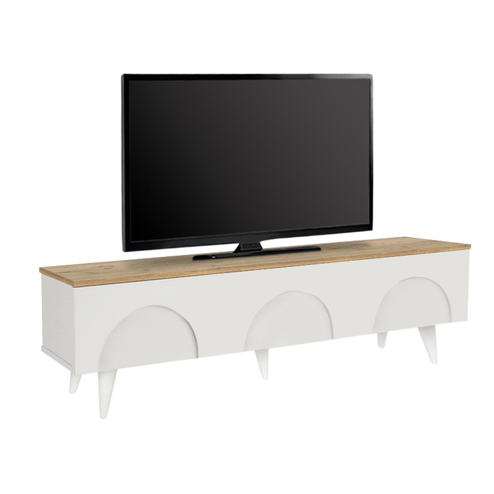 Έπιπλο τηλεόρασης Bono χρώμα λευκό - sepet oak 150x32,3x42,1εκ.