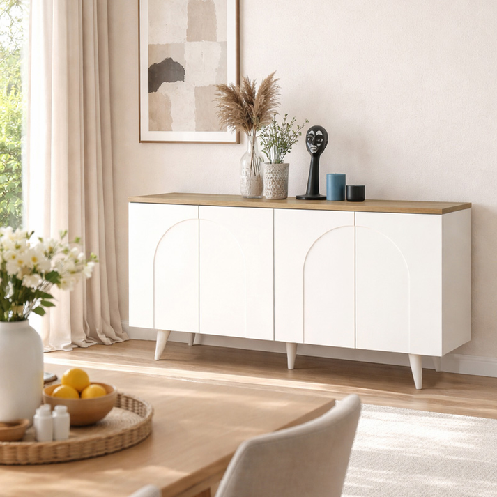 Μπουφές Bono χρώμα λευκό - sepet oak 150x45x74,6εκ.