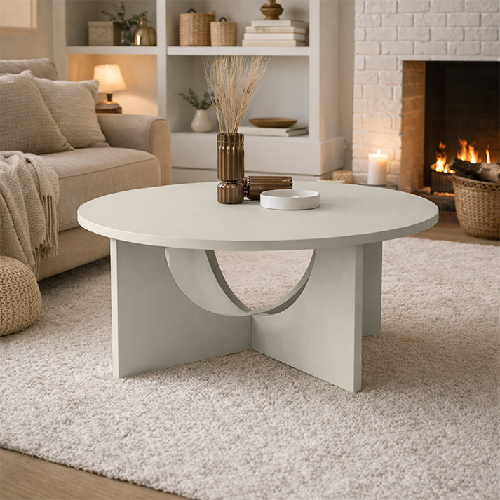 Τραπεζάκι σαλονιού Lemmar χρώμα sandstone Ø75x36,8εκ.