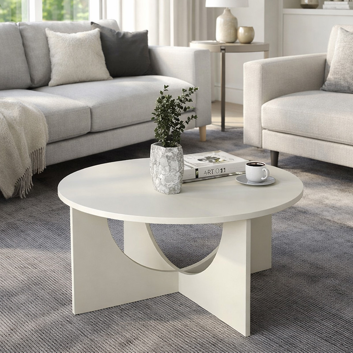 Τραπεζάκι σαλονιού Lemmar χρώμα sandstone Ø75x36,8εκ.