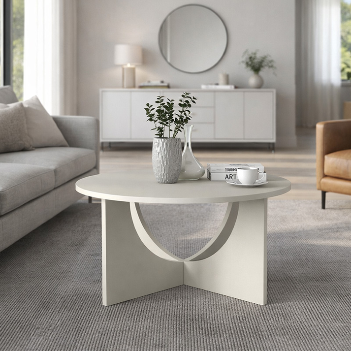 Τραπεζάκι σαλονιού Lemmar χρώμα sandstone Ø75x36,8εκ.