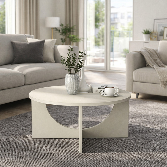 Τραπεζάκι σαλονιού Lemmar χρώμα sandstone Ø75x36,8εκ.