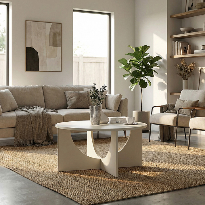 Τραπεζάκι σαλονιού Lemmar χρώμα sandstone Ø75x36,8εκ.