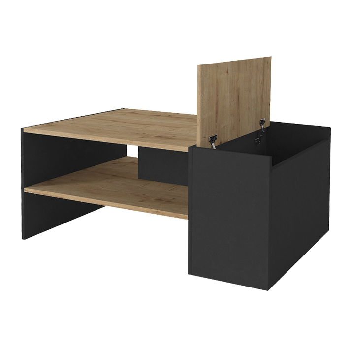 Τραπεζάκι σαλονιού Izia χρώμα sapphire oak - ανθρακί 110x60x45εκ.