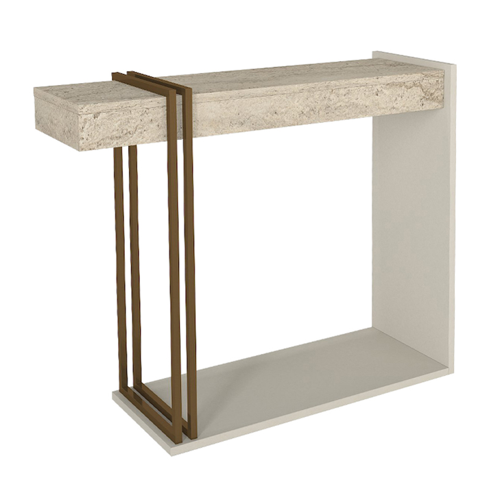 Κονσόλα Desca χρώμα travertine - sandstone - χρυσό 91,8x29,6x74,2εκ.