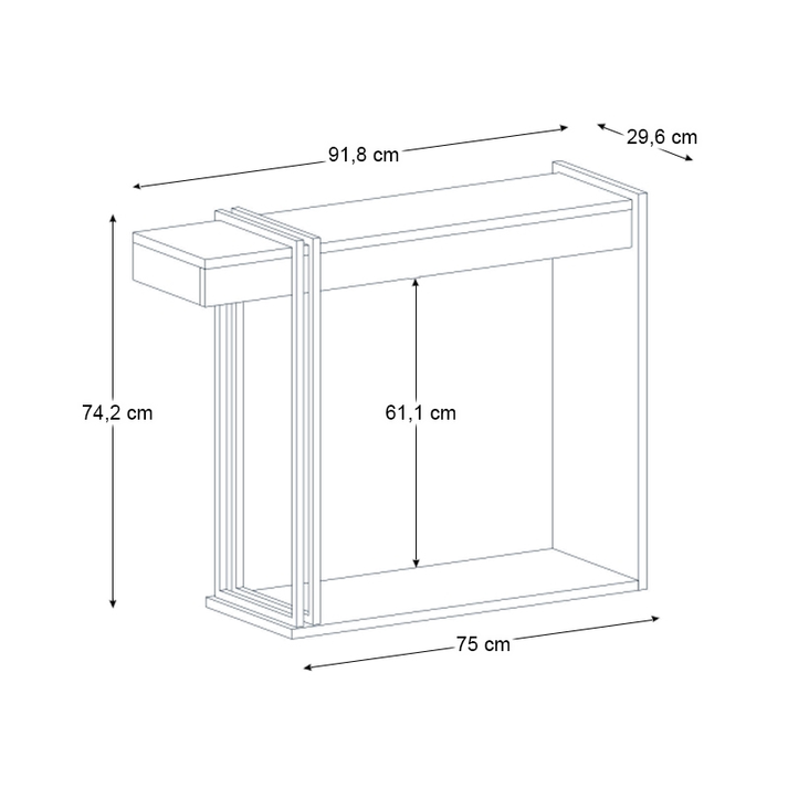 Κονσόλα Desca χρώμα travertine - sandstone - χρυσό 91,8x29,6x74,2εκ.