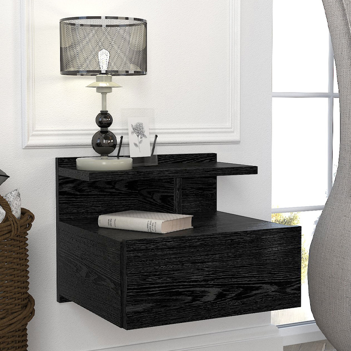 Κομοδίνο επιτοίχιο Mislina χρώμα sencron black 40x33,2x32εκ.