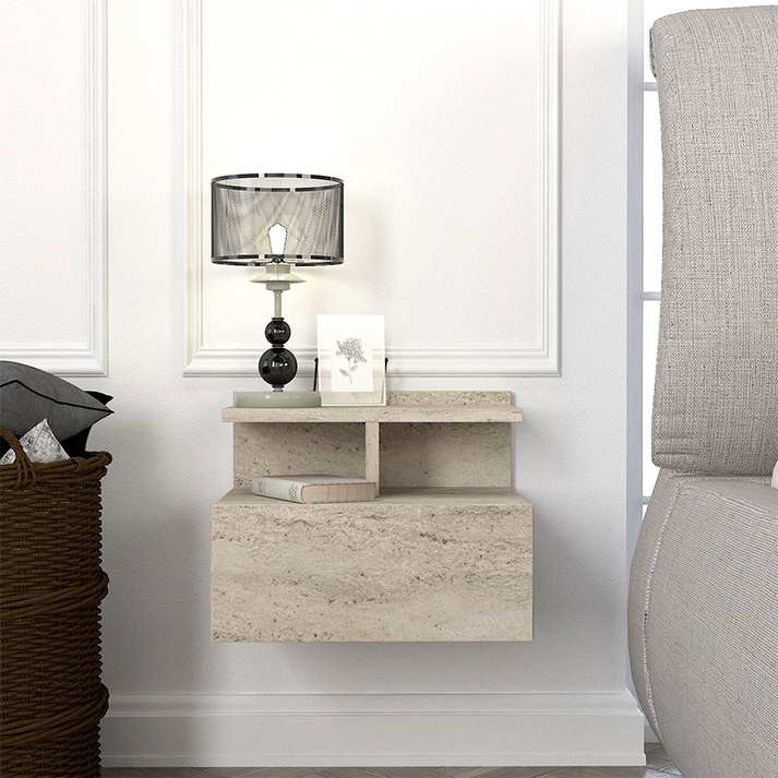 Κομοδίνο επιτοίχιο Mislina χρώμα travertine 40x33,2x32εκ.